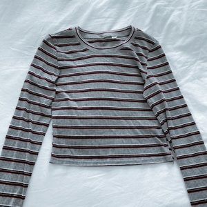 Maroon and gray long sleeve.